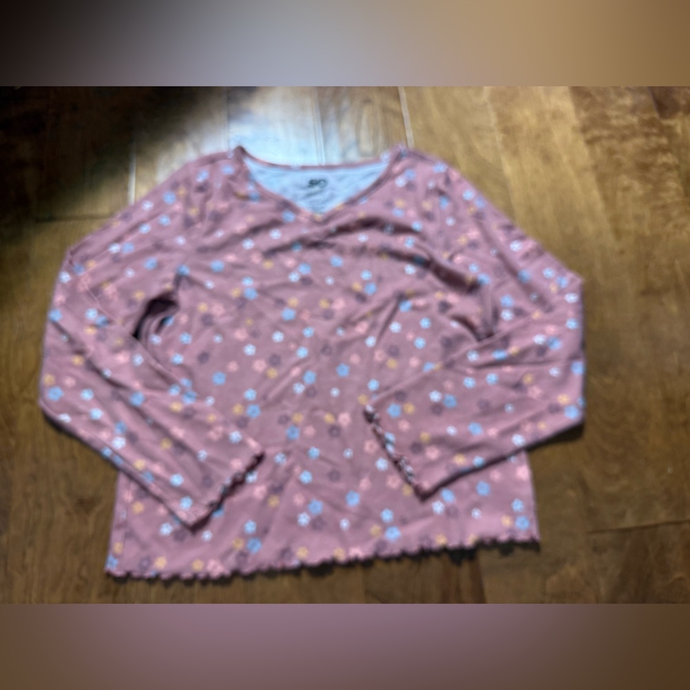 SO Kids Top - Pink with Blue and Yellow Flowers